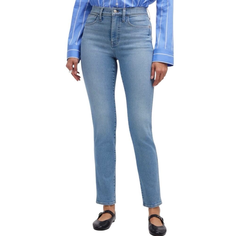 madewell stovepipe jeans carey blue wash nq191 women size 28